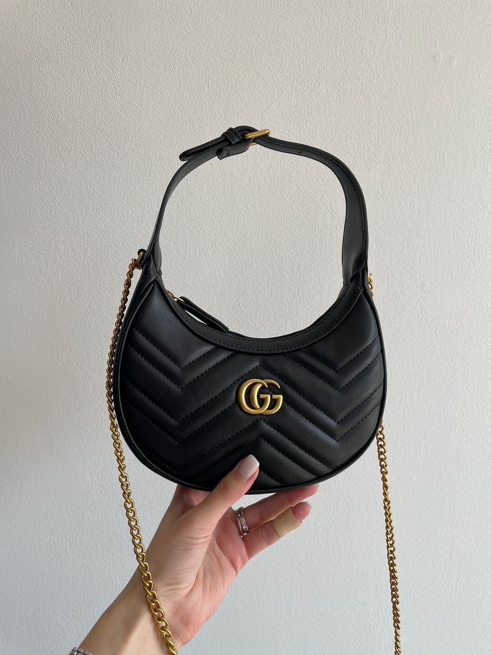 Gucci Half Moon Marmont Leather Shoulder Bag - 11