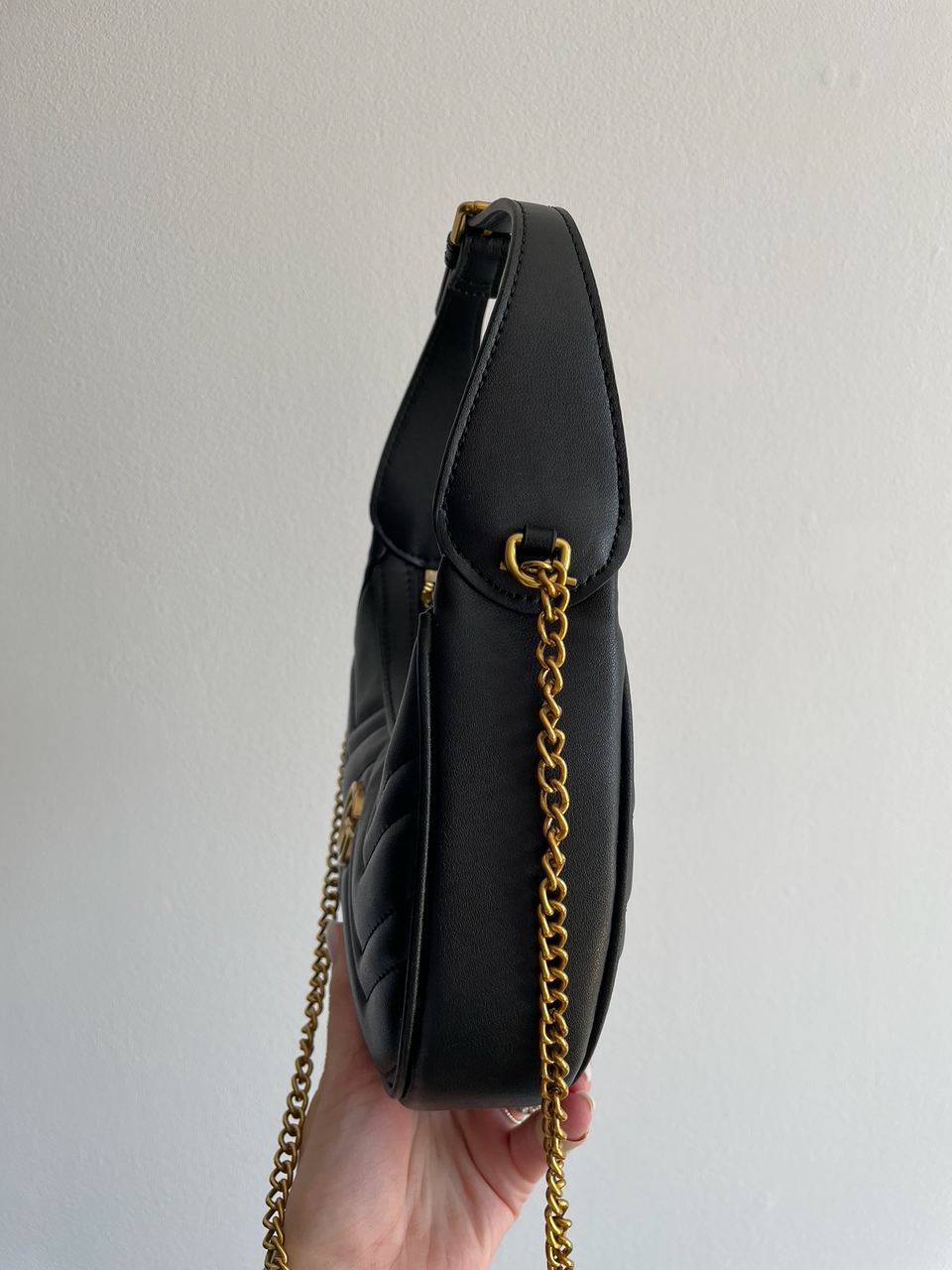 Gucci Half Moon Marmont Leather Shoulder Bag - 16