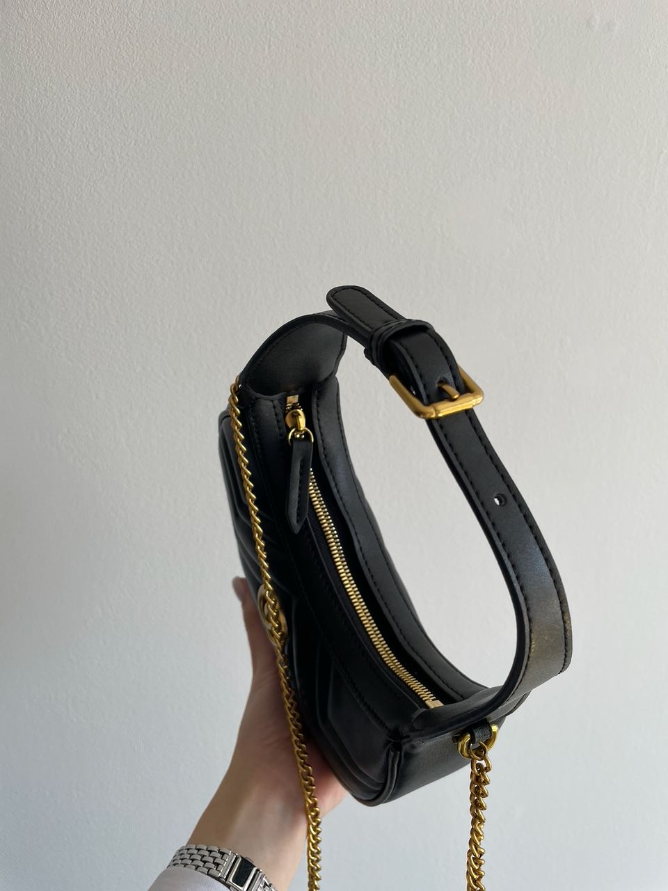 Gucci Half Moon Marmont Leather Shoulder Bag - 20