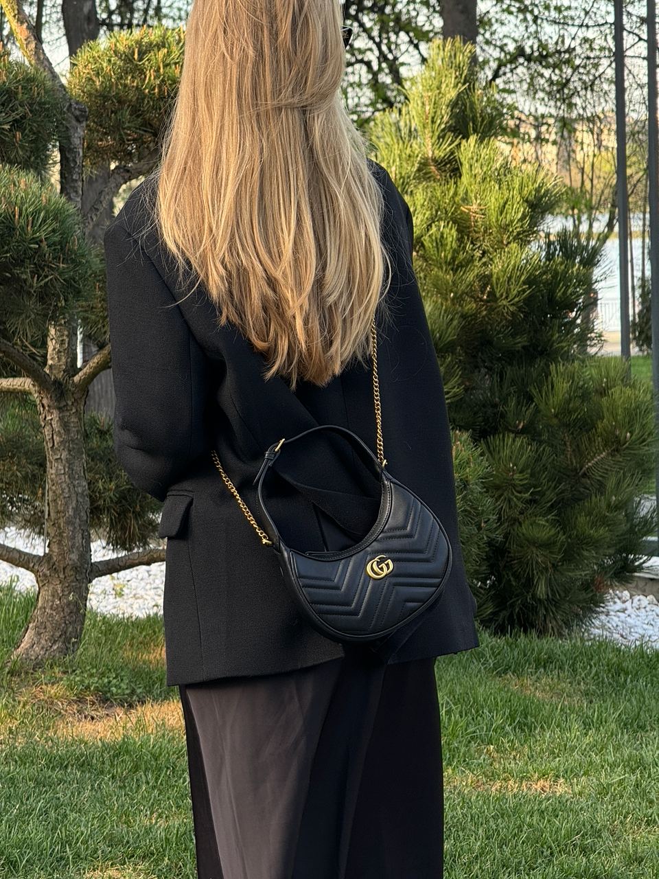 Gucci Half Moon Marmont Leather Shoulder Bag - 7