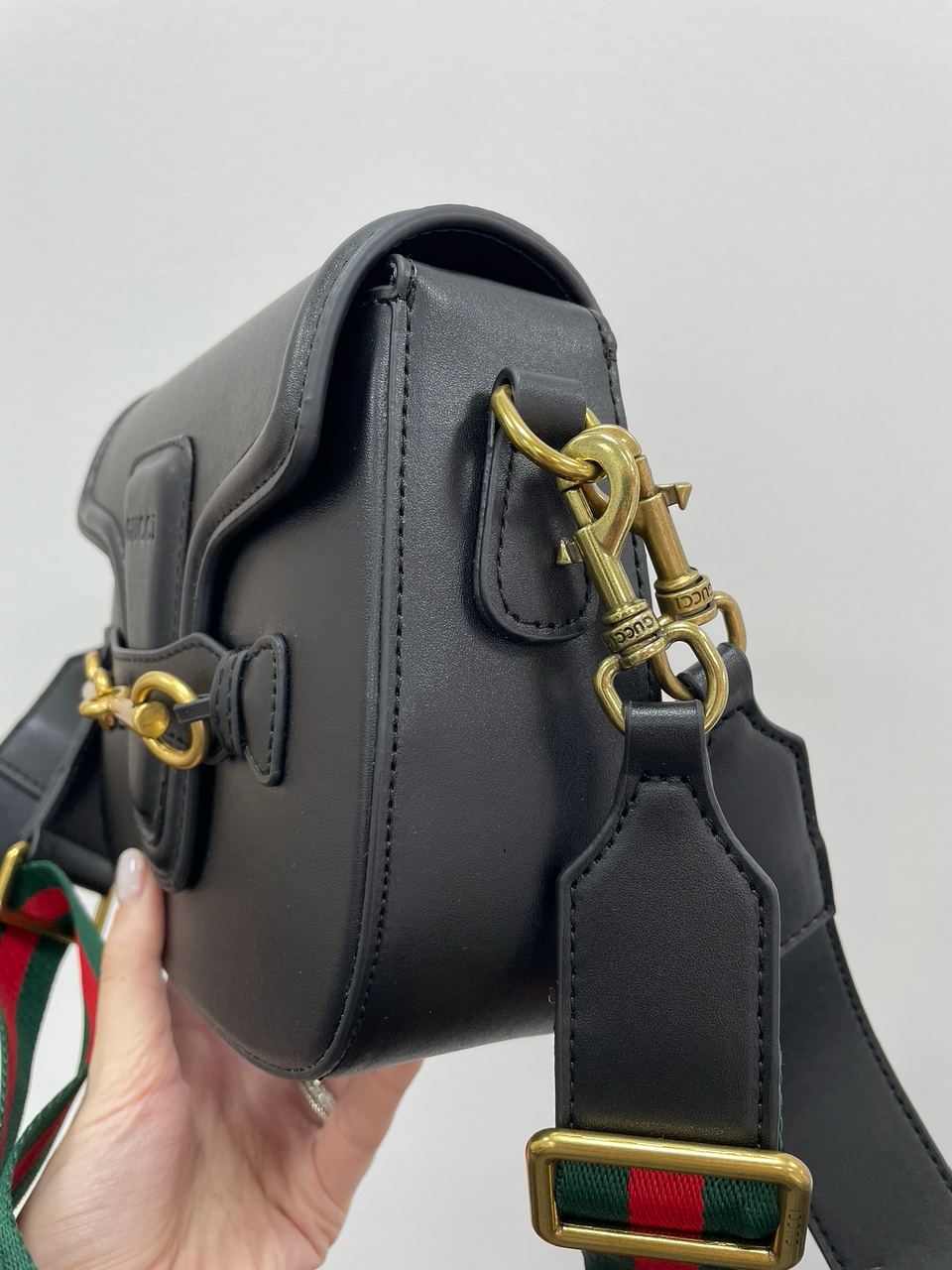 Gucci Lady Web Leather Shoulder Bag Black - 11