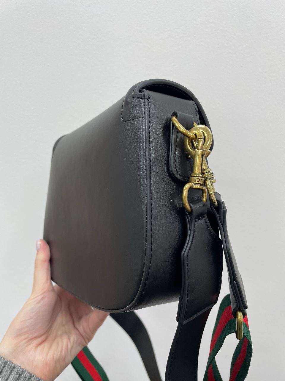 Gucci Lady Web Leather Shoulder Bag Black - 12