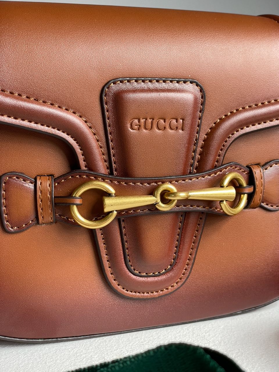 Gucci Lady Web Leather Shoulder Bag Brown - 12