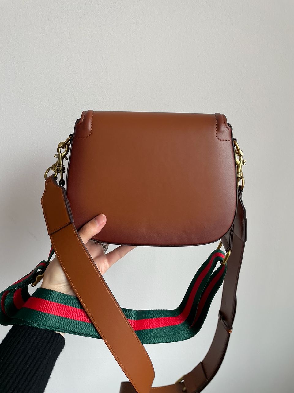 Gucci Lady Web Leather Shoulder Bag Brown - 17