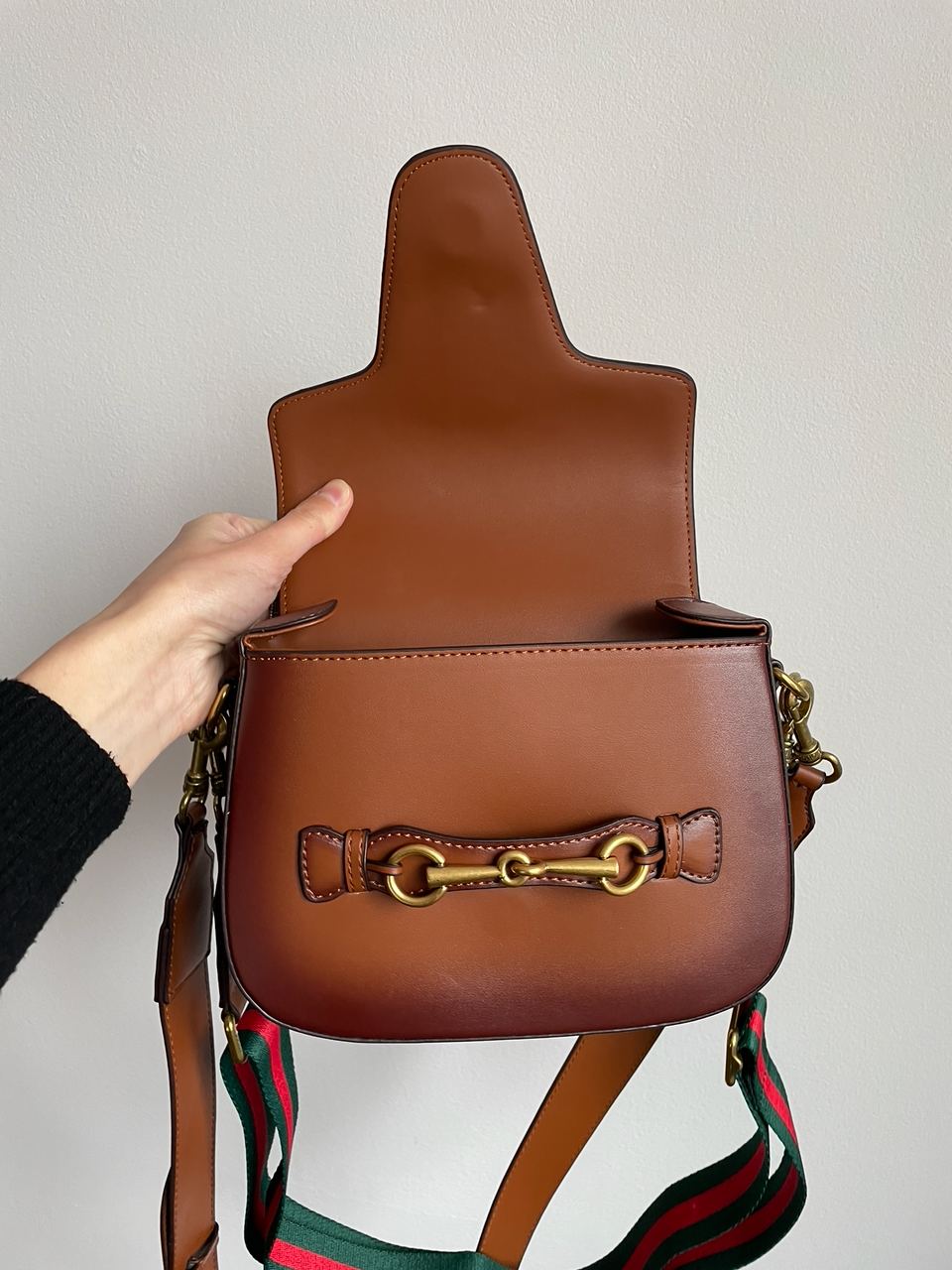 Gucci Lady Web Leather Shoulder Bag Brown - 25