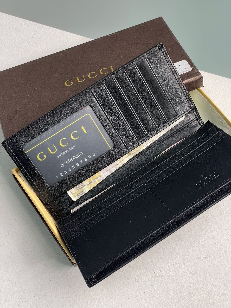 Gucci Marmont G Black Leather Bifold Long Wallet Purse - 11