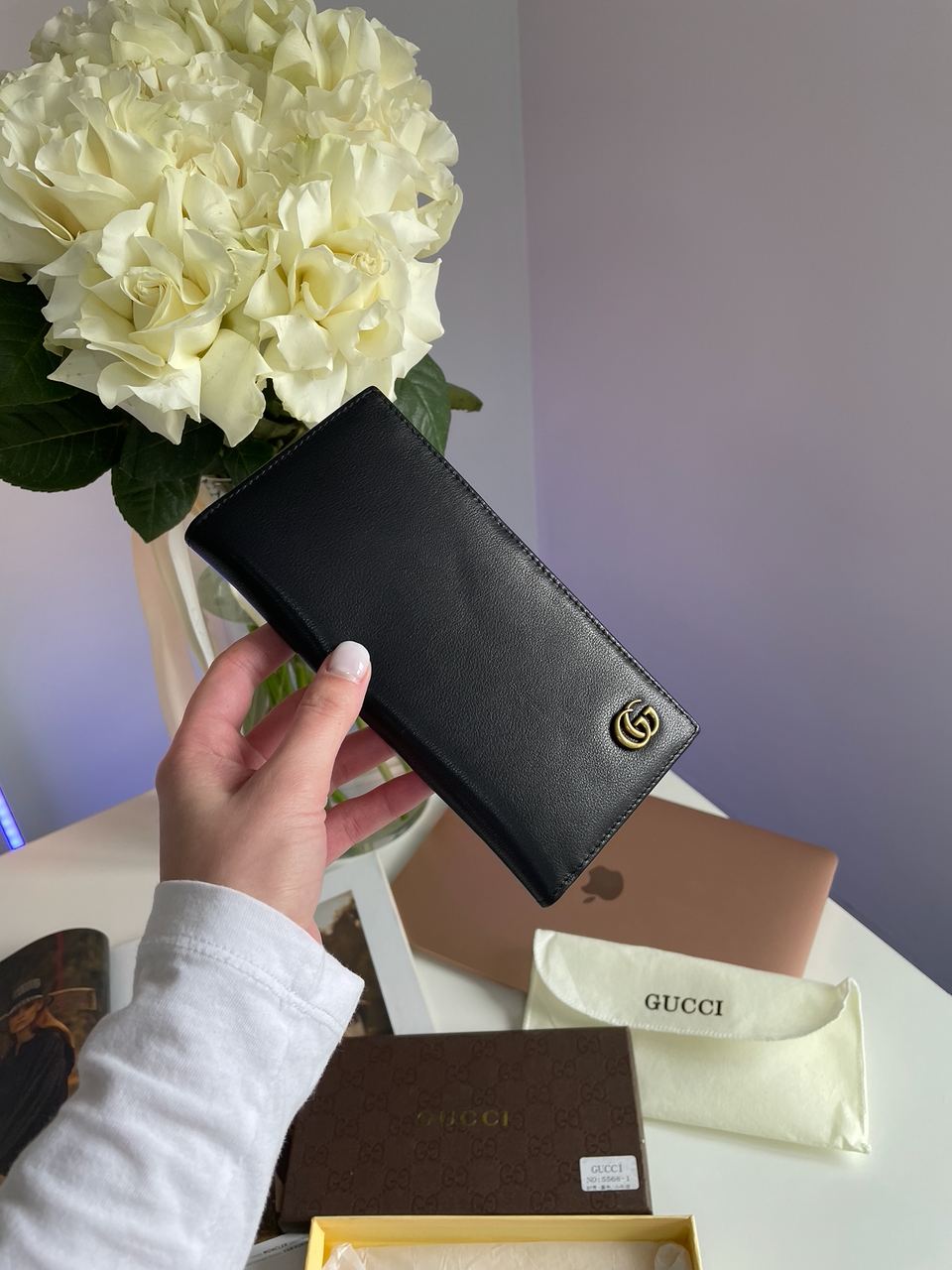 Gucci Marmont G Black Leather Bifold Long Wallet Purse - 3