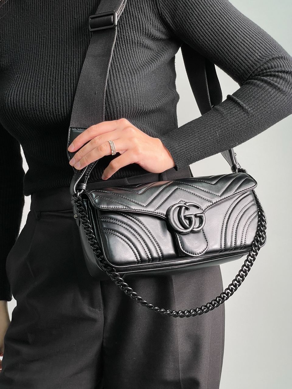 Gucci Marmont Medium Shoulder Bag Total Black - 7