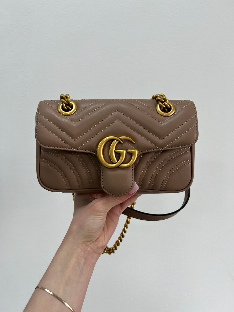 Gucci Marmont Mini Shoulder Bag Beige, Gold Hardware - 2