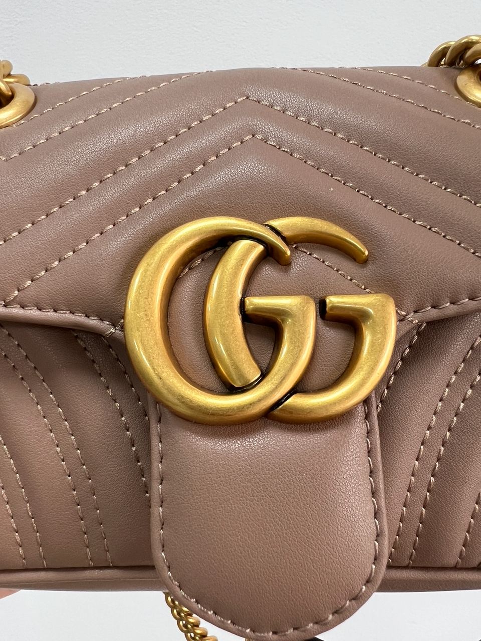 Gucci Marmont Mini Shoulder Bag Beige, Gold Hardware - 3