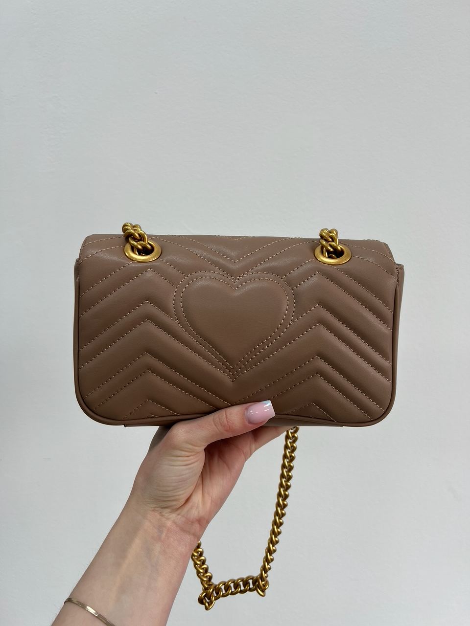 Gucci Marmont Mini Shoulder Bag Beige, Gold Hardware - 5