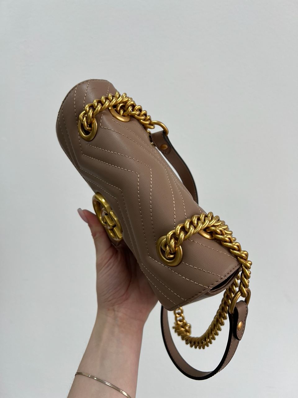 Gucci Marmont Mini Shoulder Bag Beige, Gold Hardware - 6