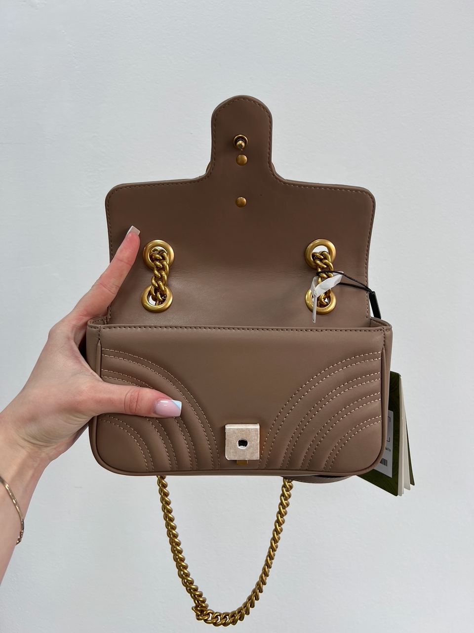 Gucci Marmont Mini Shoulder Bag Beige, Gold Hardware - 9