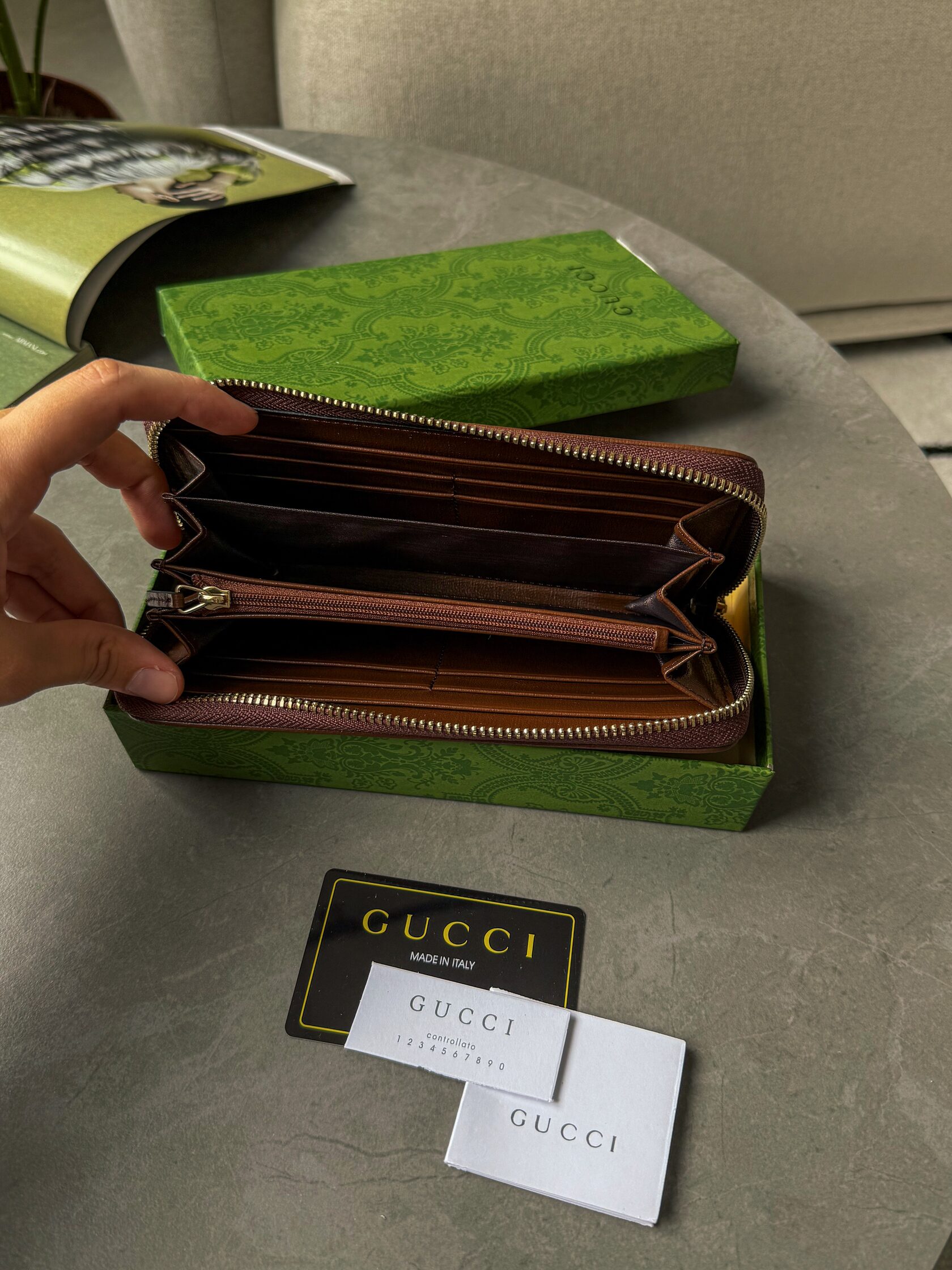 Gucci Ophidia GG Zip Around Wallet Brown - 14