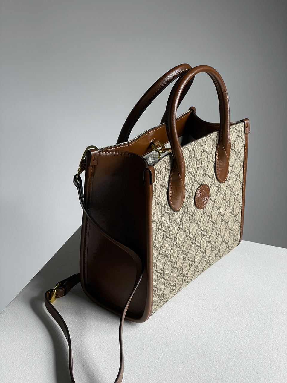 Gucci Ophidia Leather-Trimmed Monogrammed Coated-Canvas Tote Bag - 16
