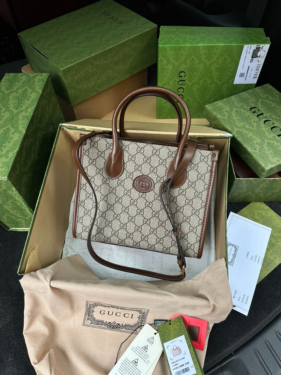 Gucci Ophidia Leather-Trimmed Monogrammed Coated-Canvas Tote Bag - 2