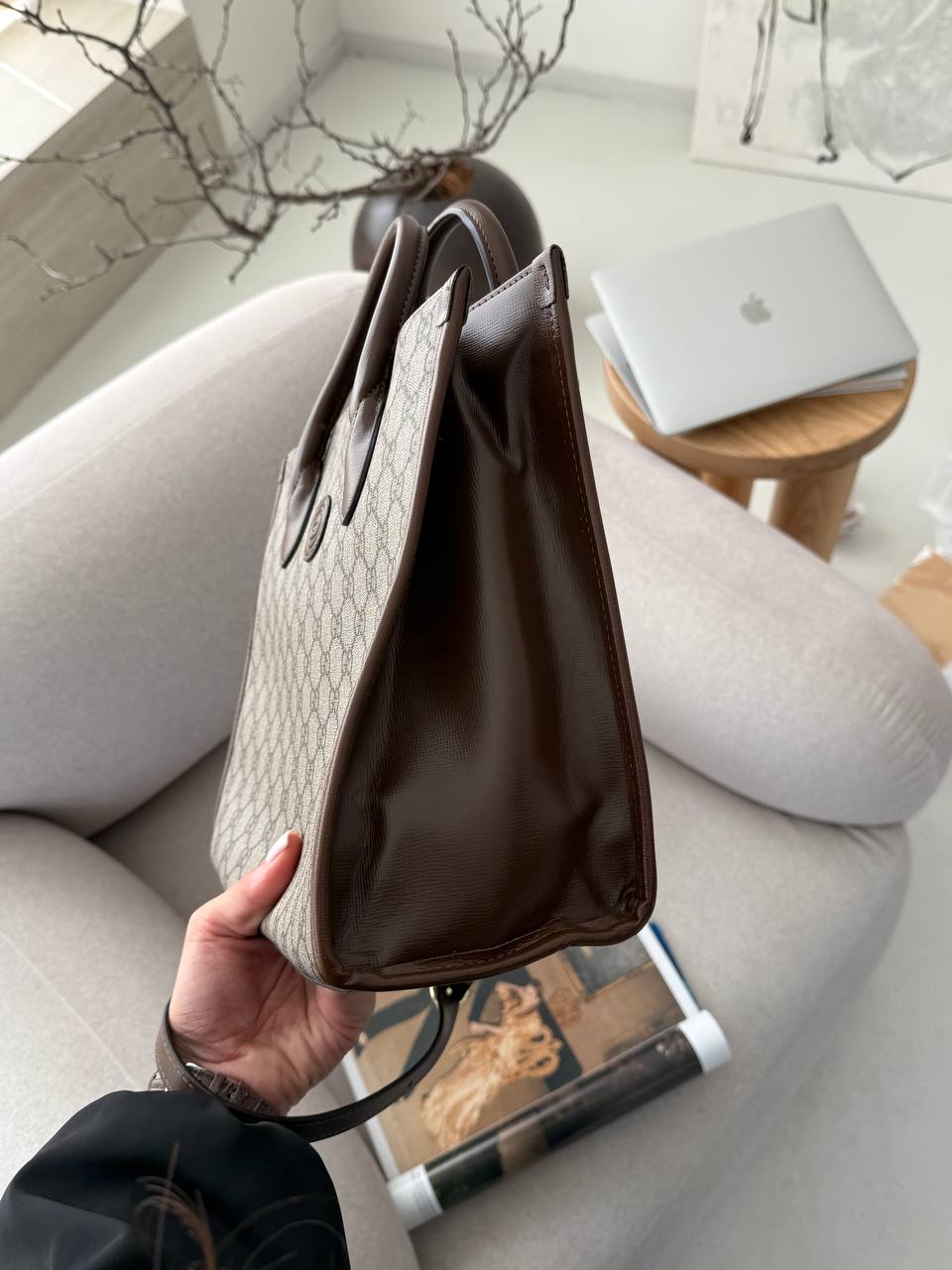 Gucci Ophidia Leather-Trimmed Monogrammed Coated-Canvas Tote - 8