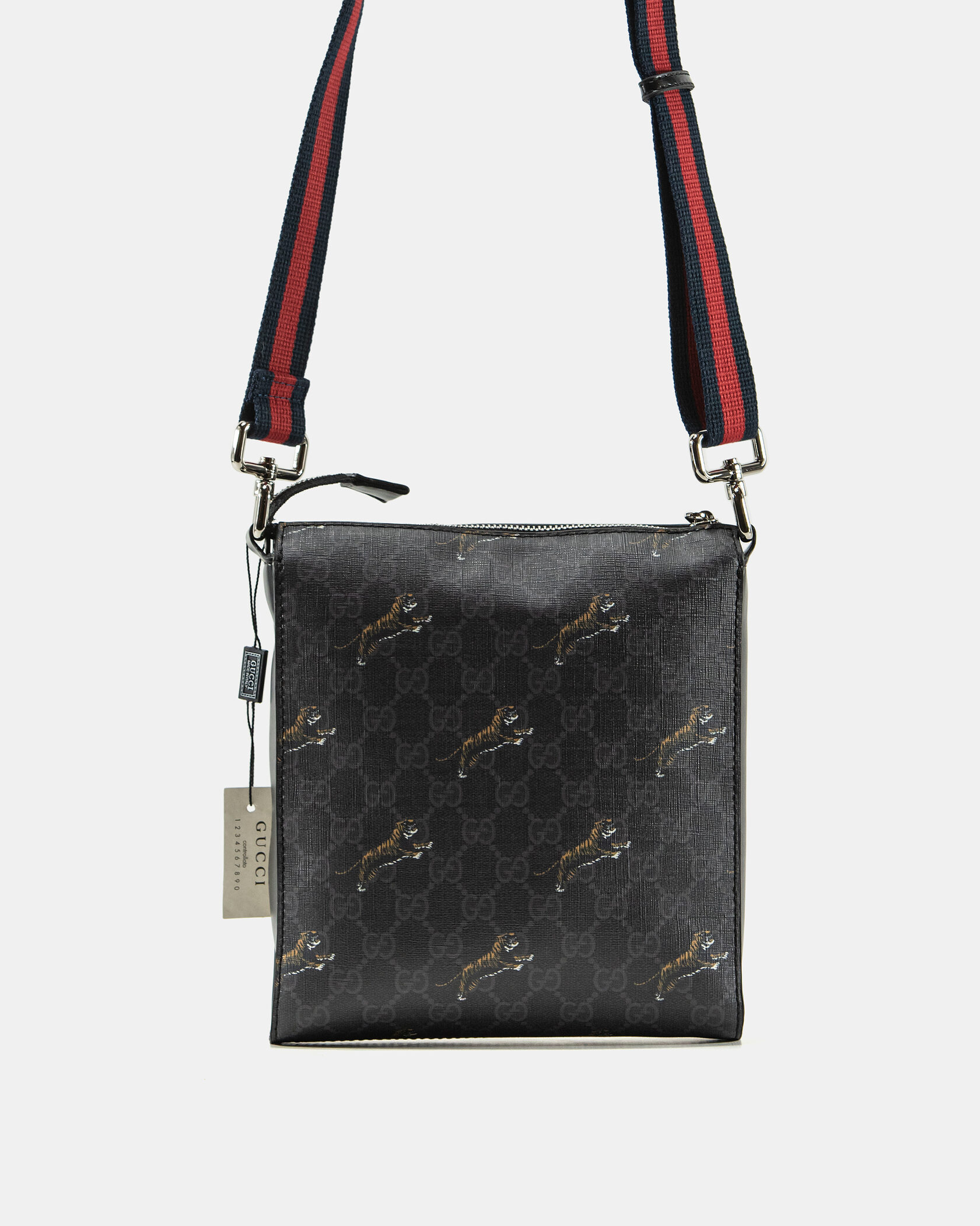 Gucci Small Messenger Bag in Black GG Supreme Canvas with Arrows - 7