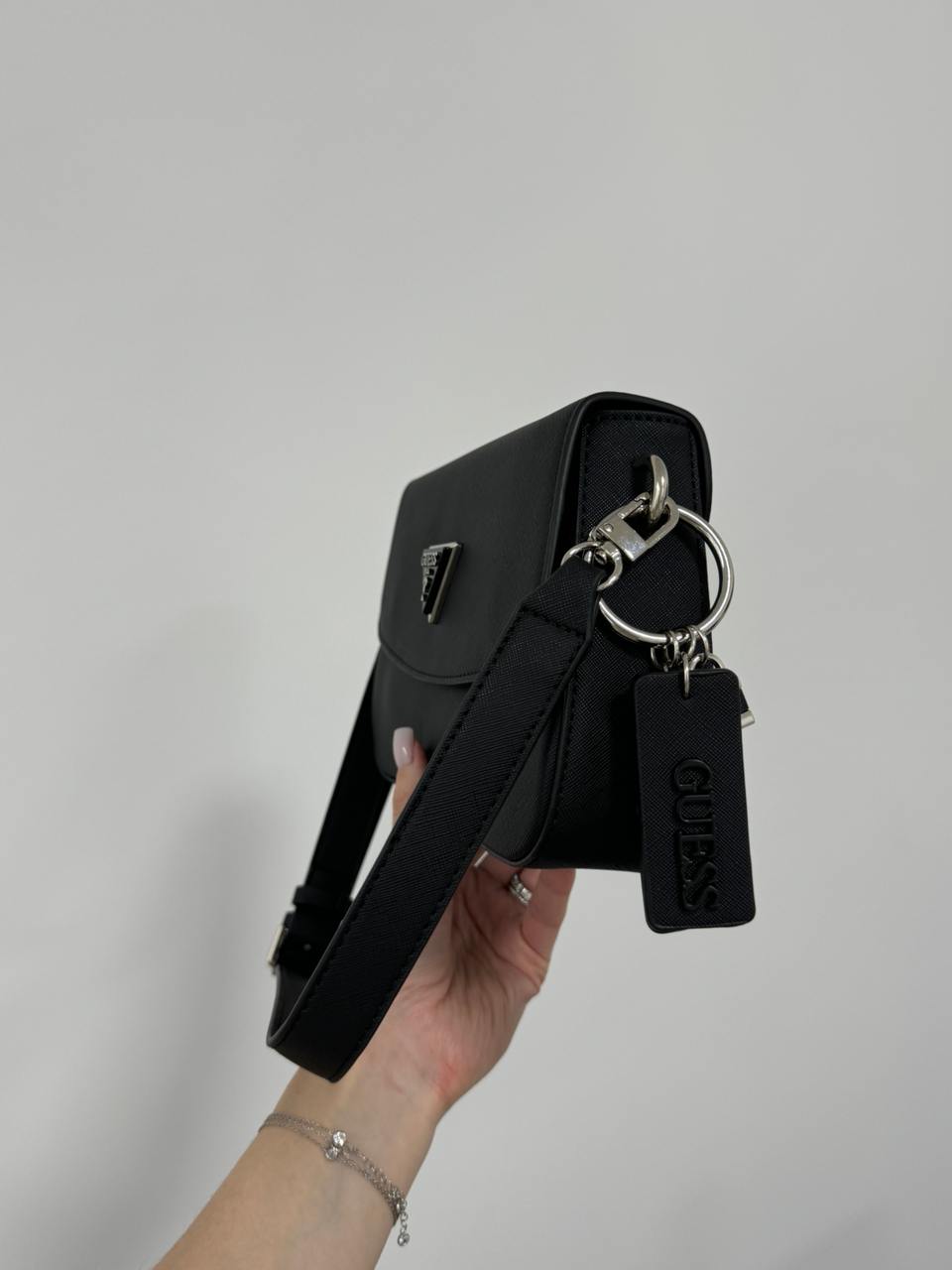 Guess Cordelia Shoulder Bag Black/Silver - 6