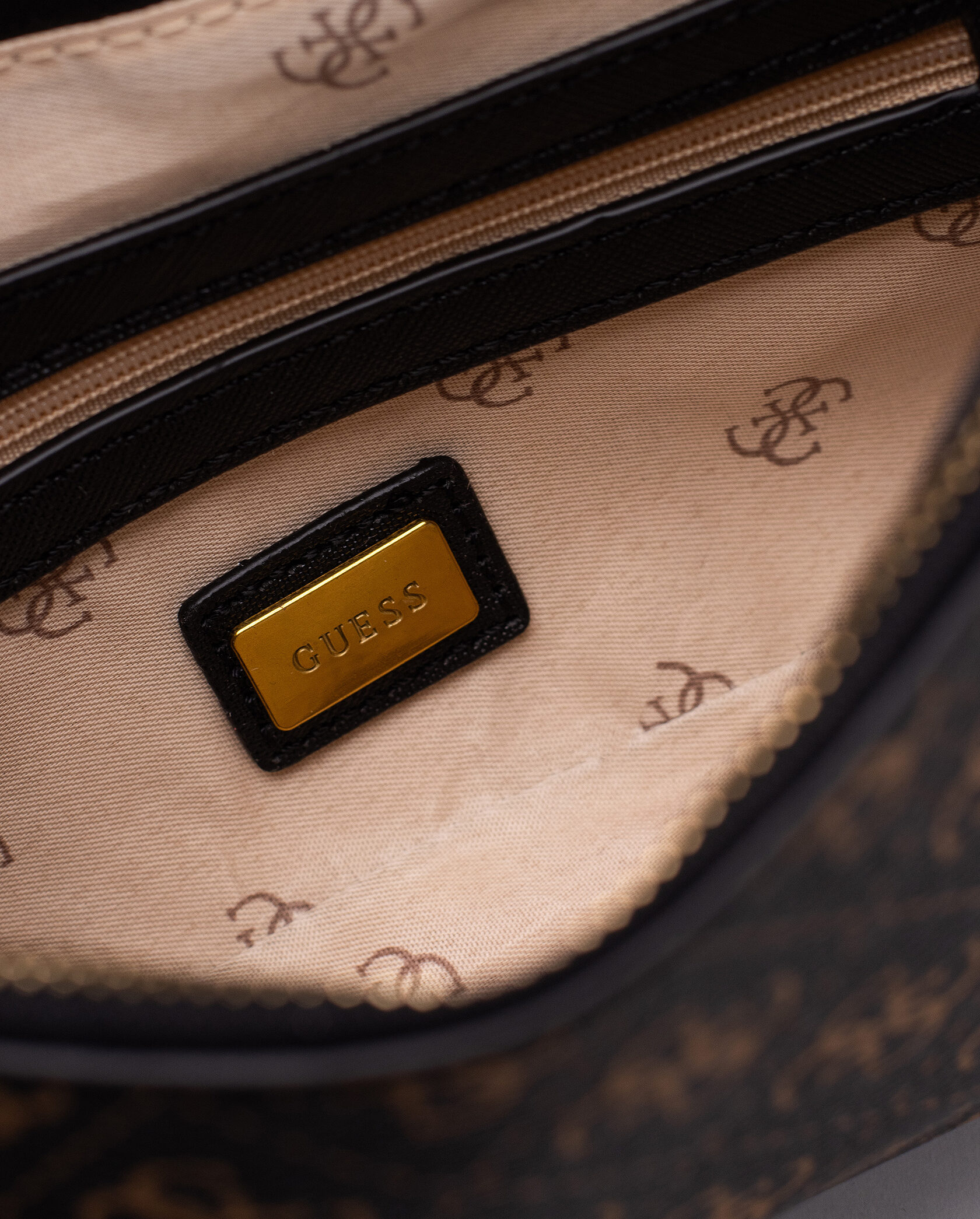 Guess Cordelia Shoulder Bag Brown Canvas Gold - 14