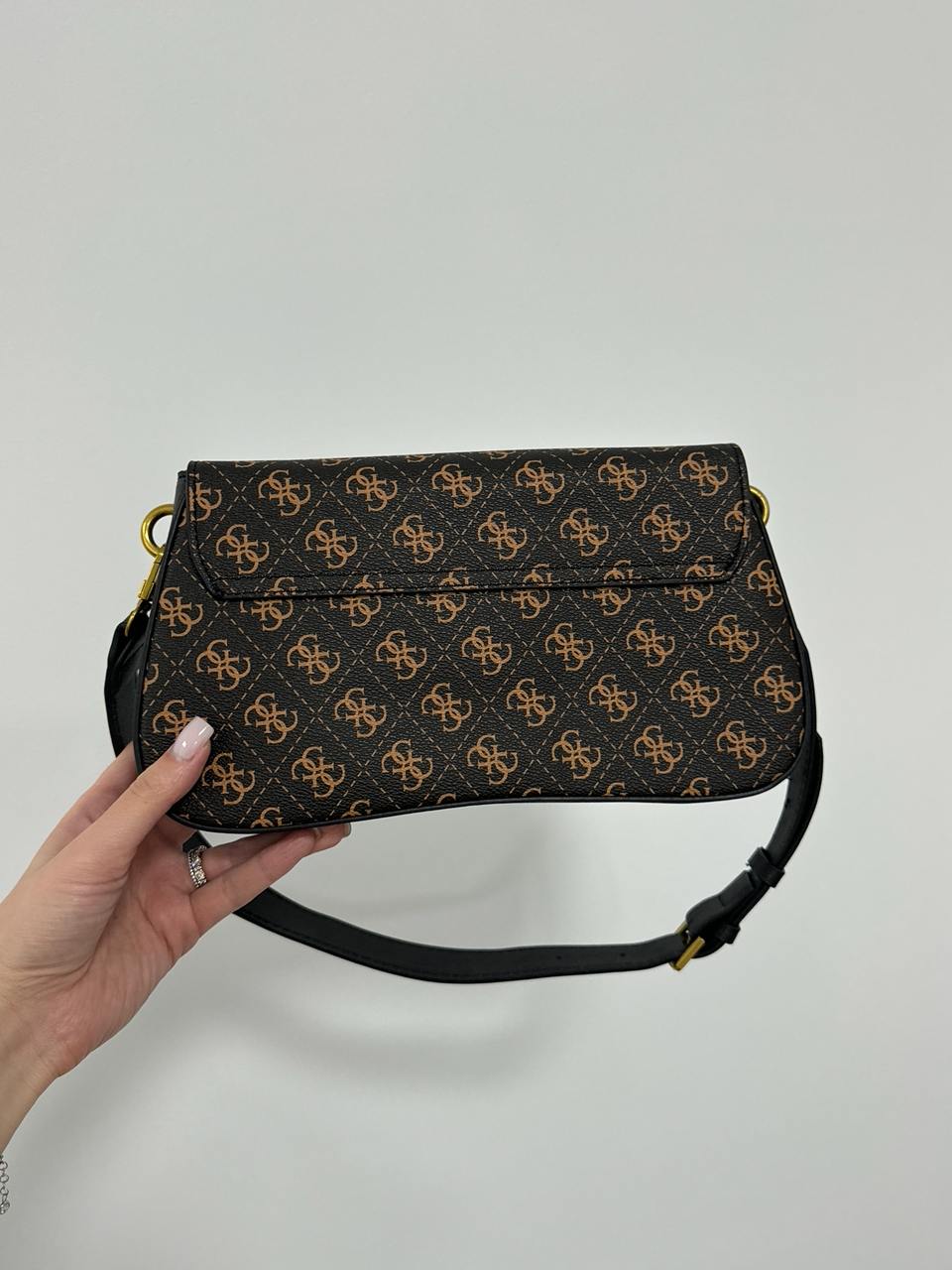 Guess Cordelia Shoulder Bag Brown Canvas Gold - 6