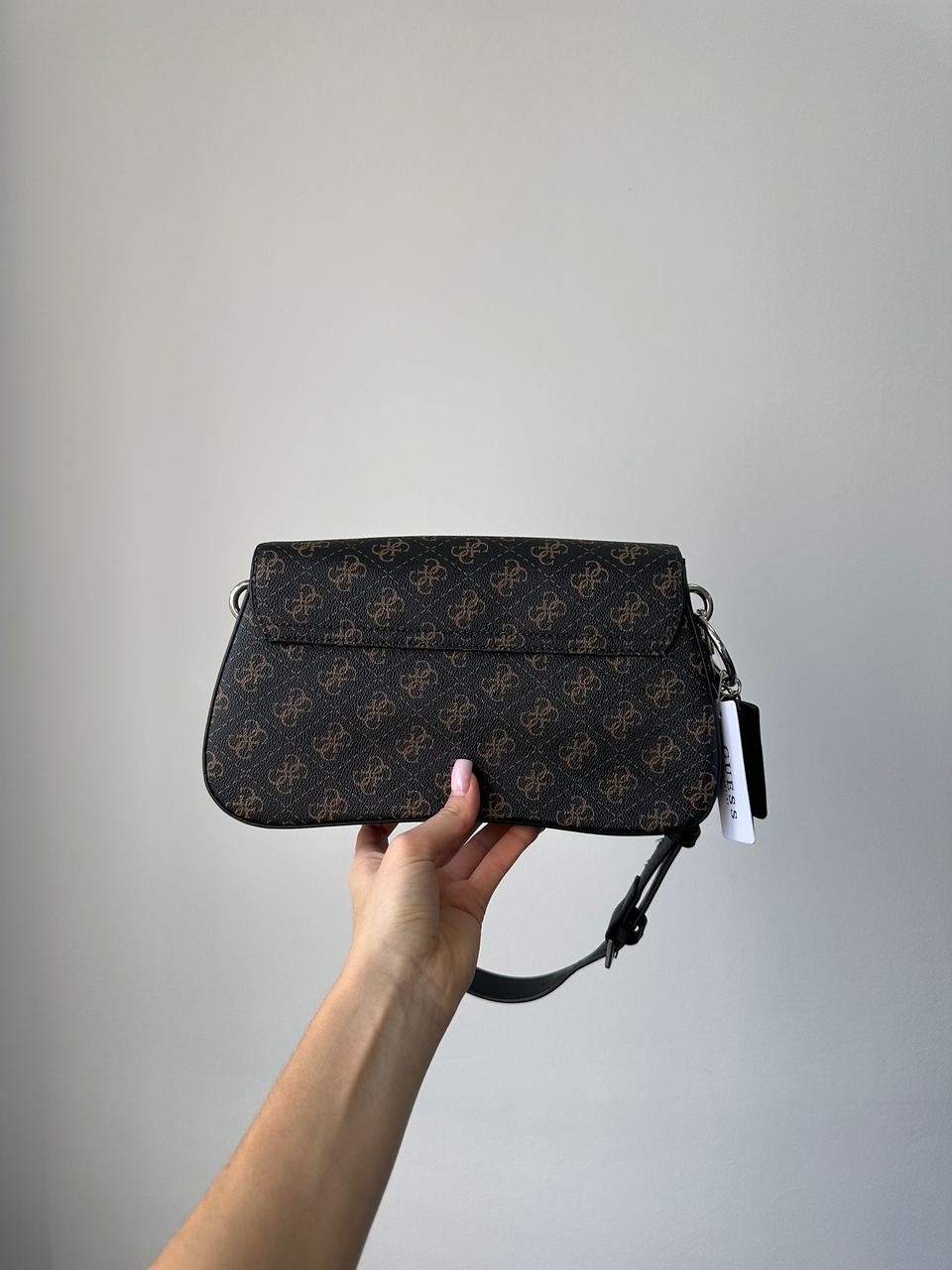 Guess Cordelia Shoulder Bag Brown Canvas - 5