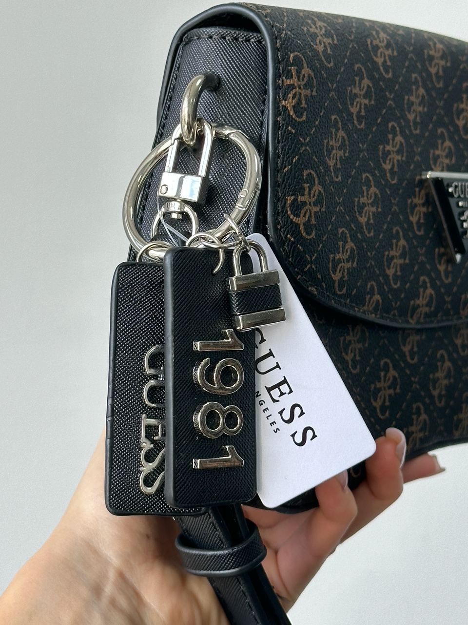 Guess Cordelia Shoulder Bag Brown Canvas - 6