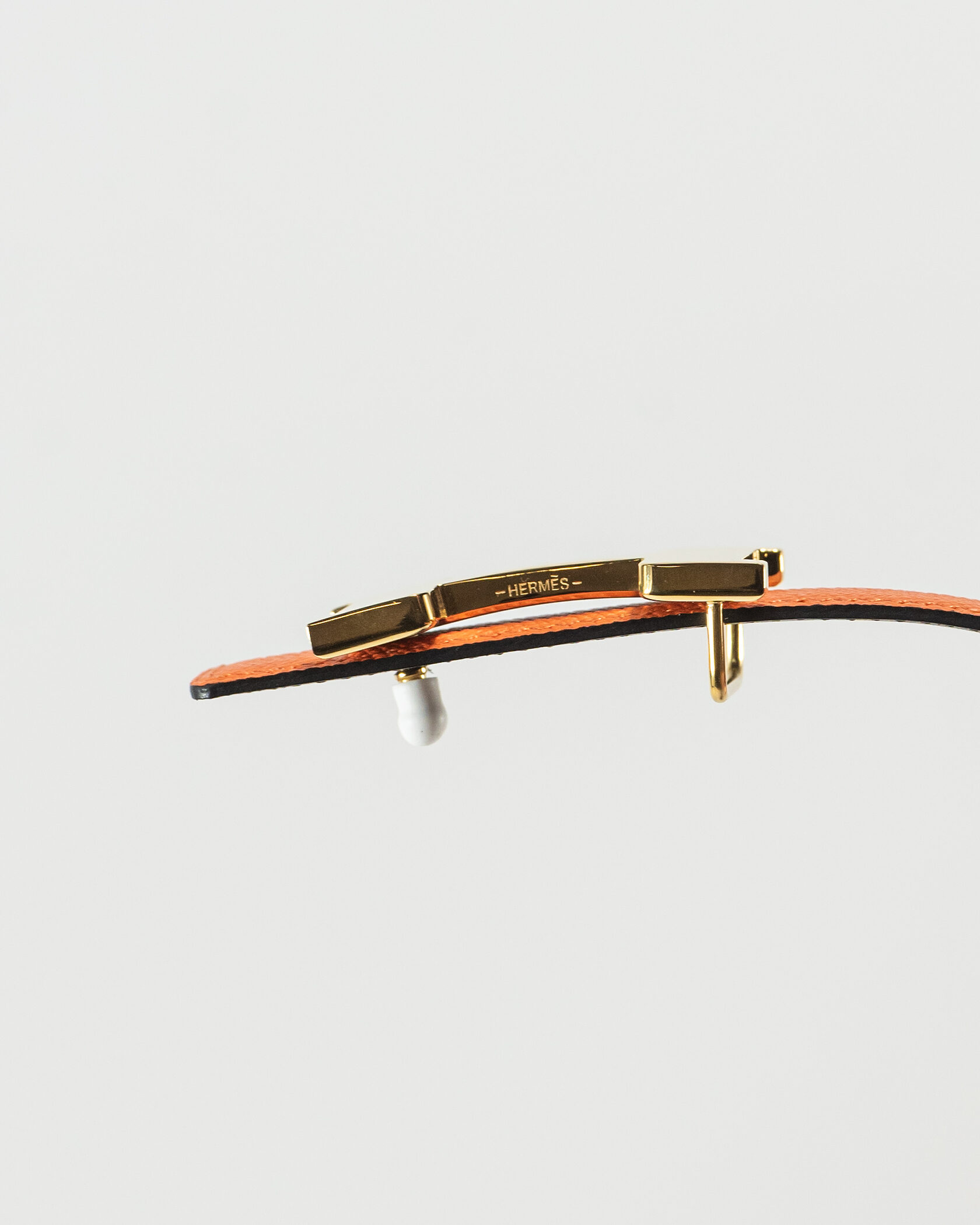 Hermès H Reversible Belt in Black/Orange Leather with Gold Buckle - 5