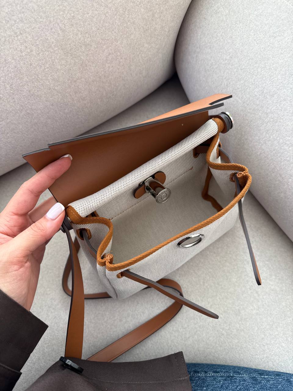 Hermès Herbag Zip 20 Bag Grey/Brown - 6