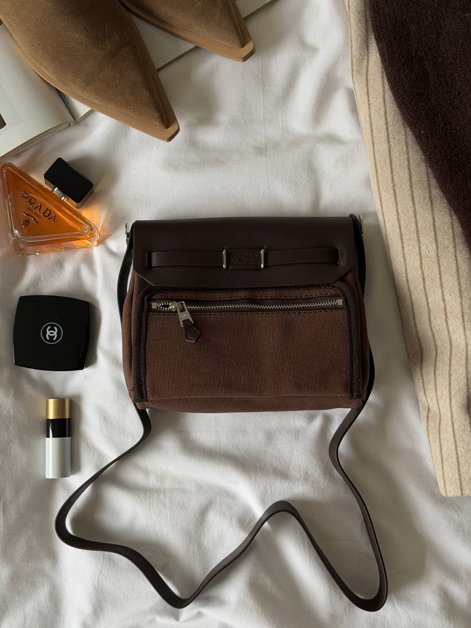 Hermes Herbag Zip 20 Bag Dark Brown - 13