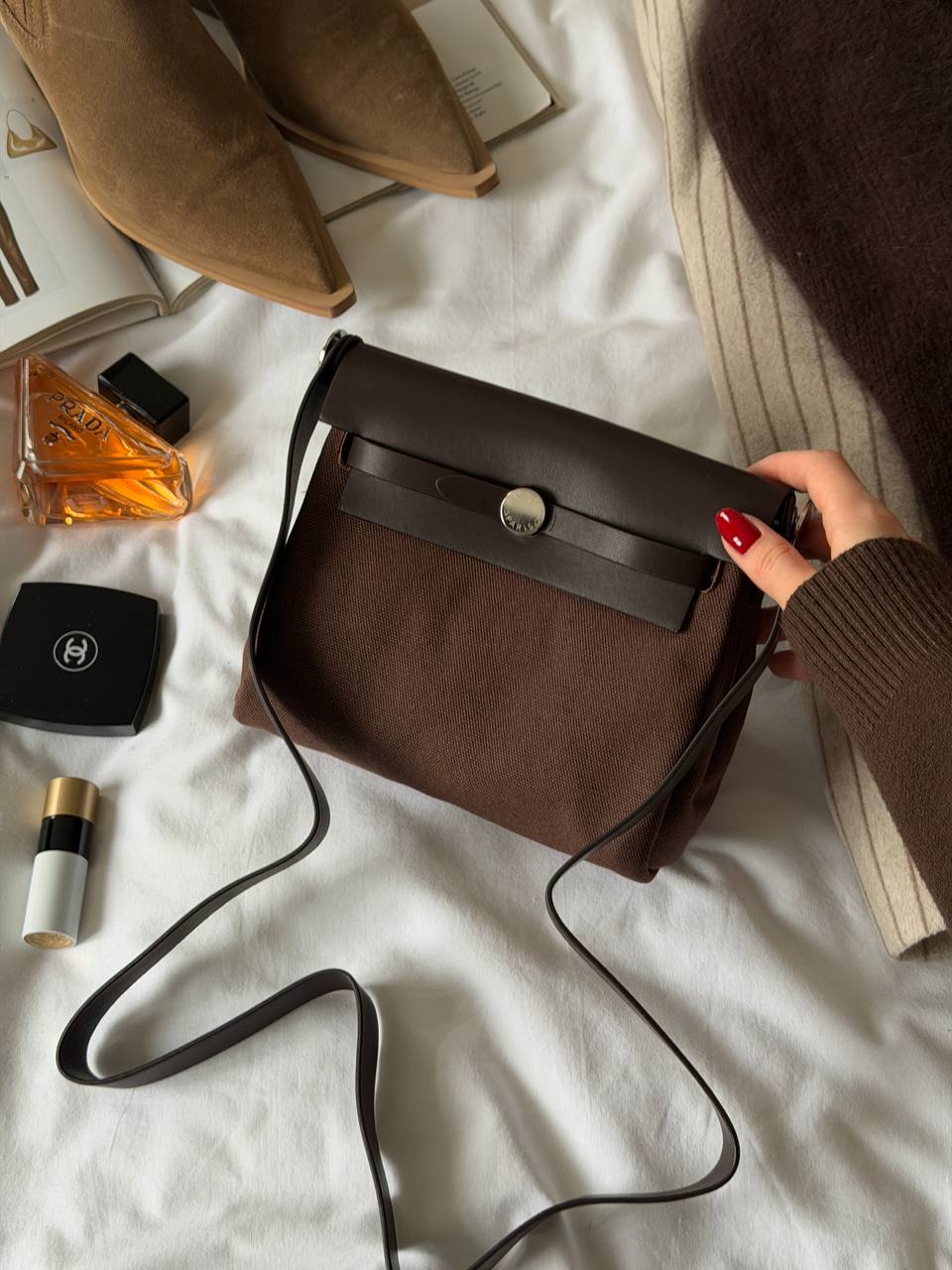 Hermes Herbag Zip 20 Bag Dark Brown - 5