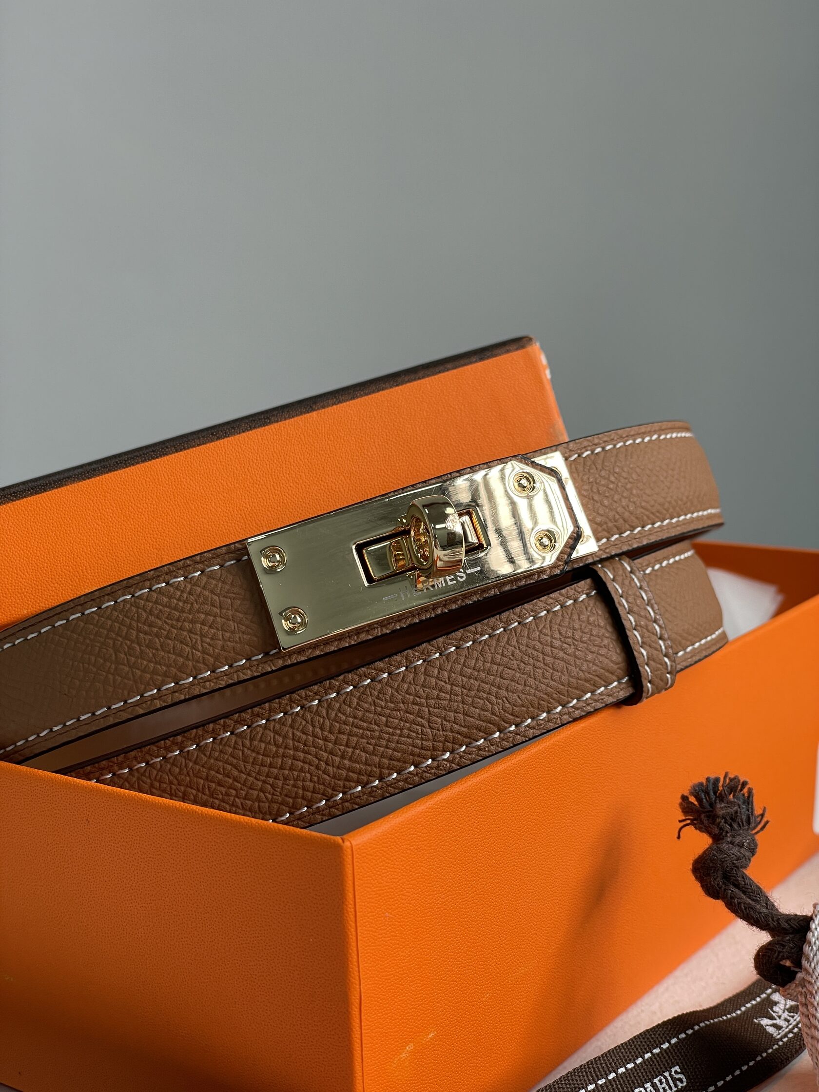 Hermes Kelly 18 Belt Brown Leather - 5