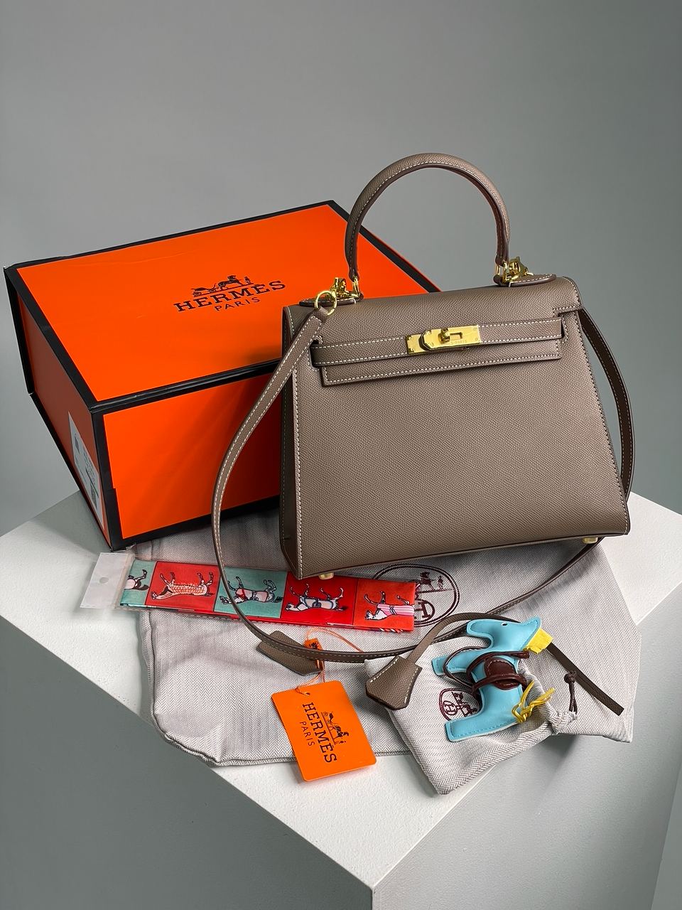 Hermes Kelly 25 Grey/Gold - 4