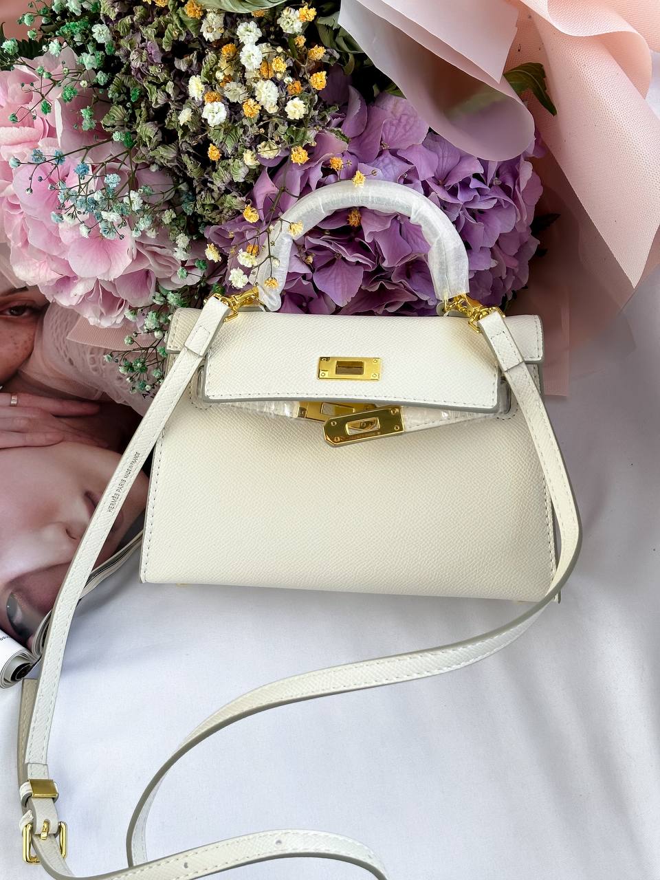 Hermes Kelly Mini 19 White/Gold - 3