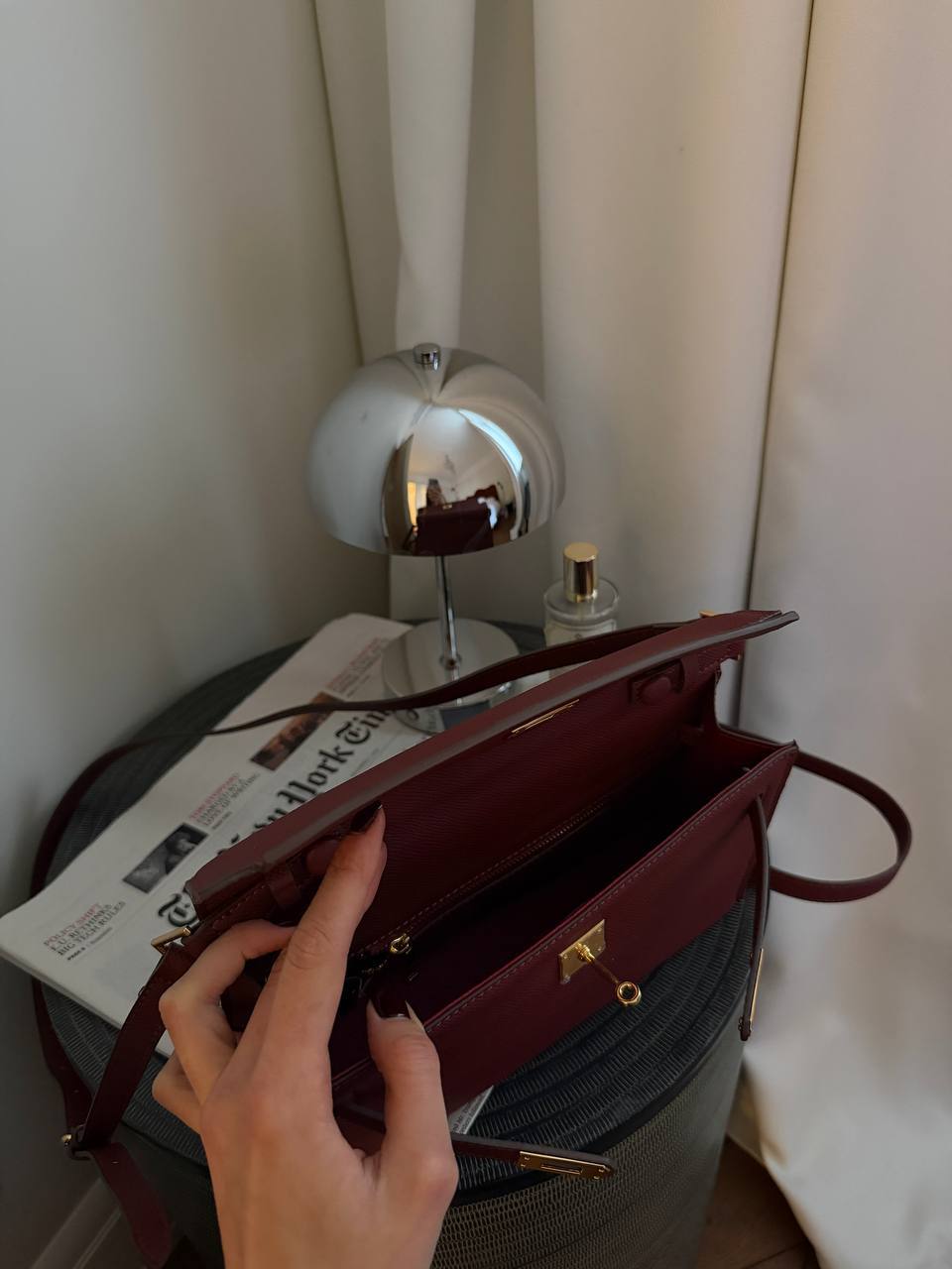 Hermes Kelly Pochette Burgundy - 10