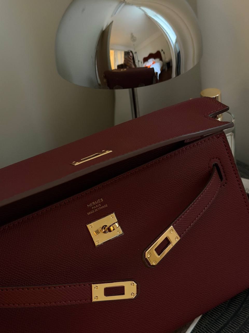Hermes Kelly Pochette Burgundy - 7