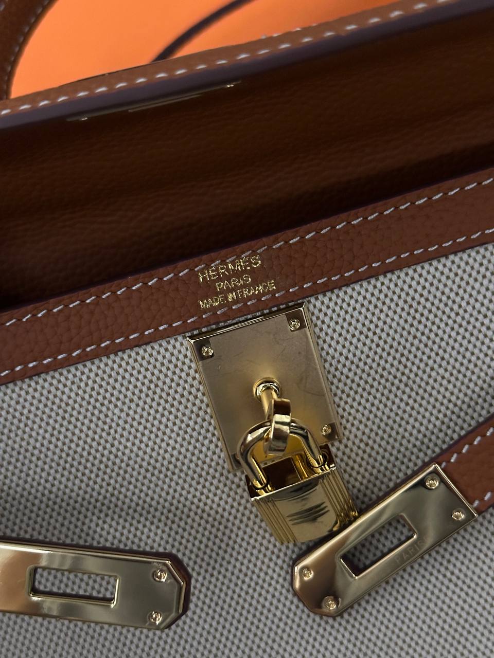 Hermes Kelly Toile 30 White/Brown - 3