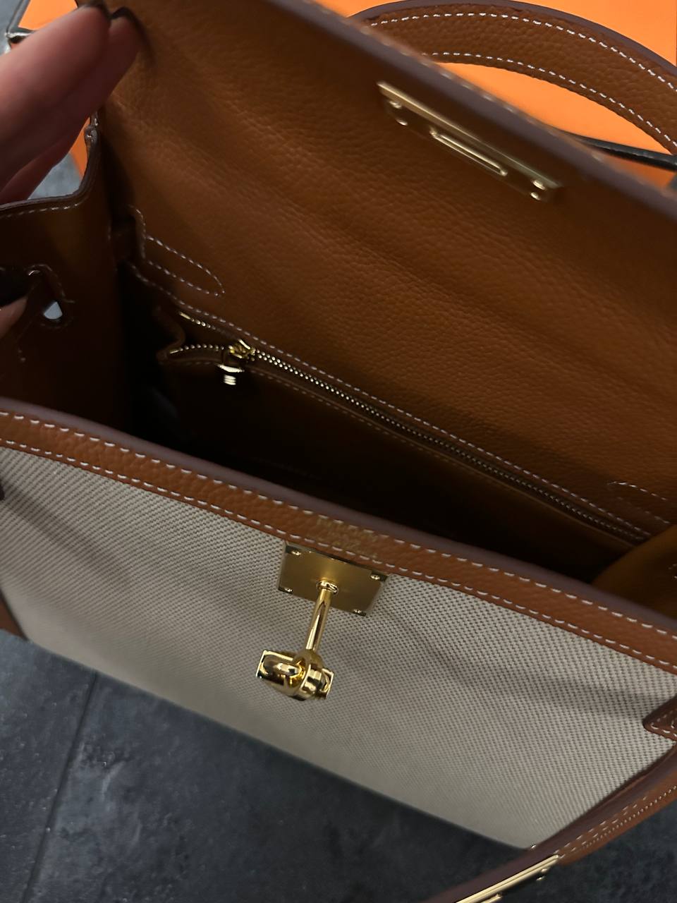 Hermes Kelly Toile 30 White/Brown - 4