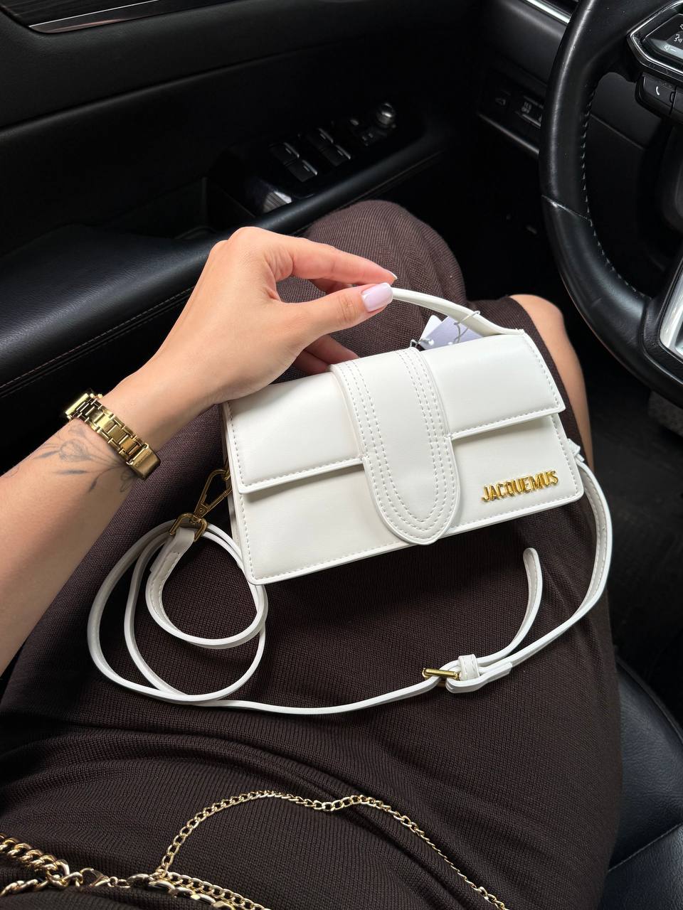 Jacquemus Le Bambino Small Handbag With Adjustable Crossbody White - 3