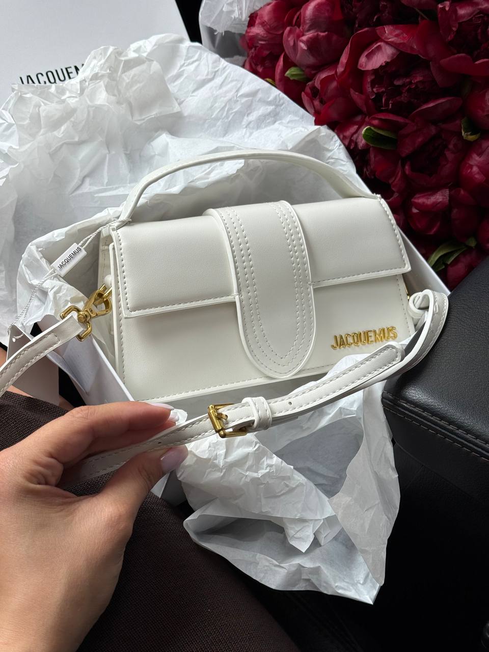 Jacquemus Le Bambino Small Handbag With Adjustable Crossbody White - 5