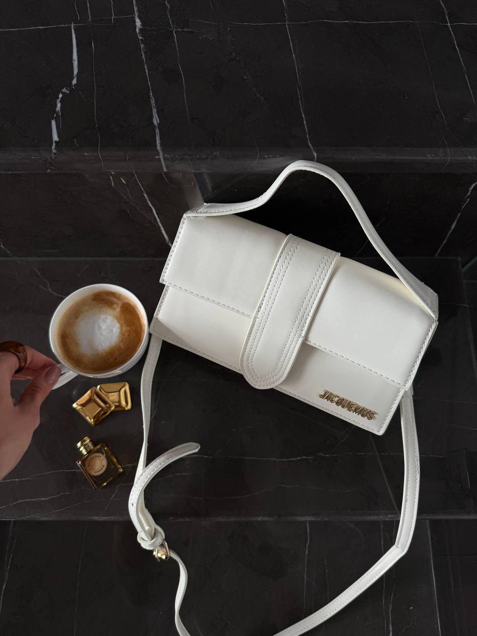 Jacquemus Le Bambino Small Leather Shoulder Bag in White - 9