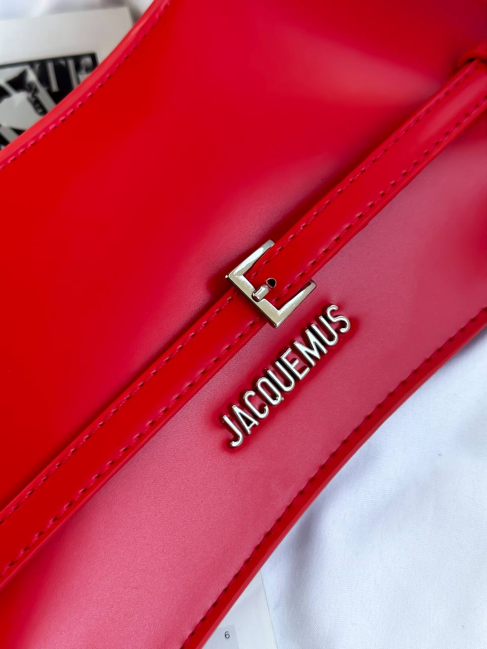 Jacquemus Le Bisou Ceinture Leather Shoulder Bag in Red - 5