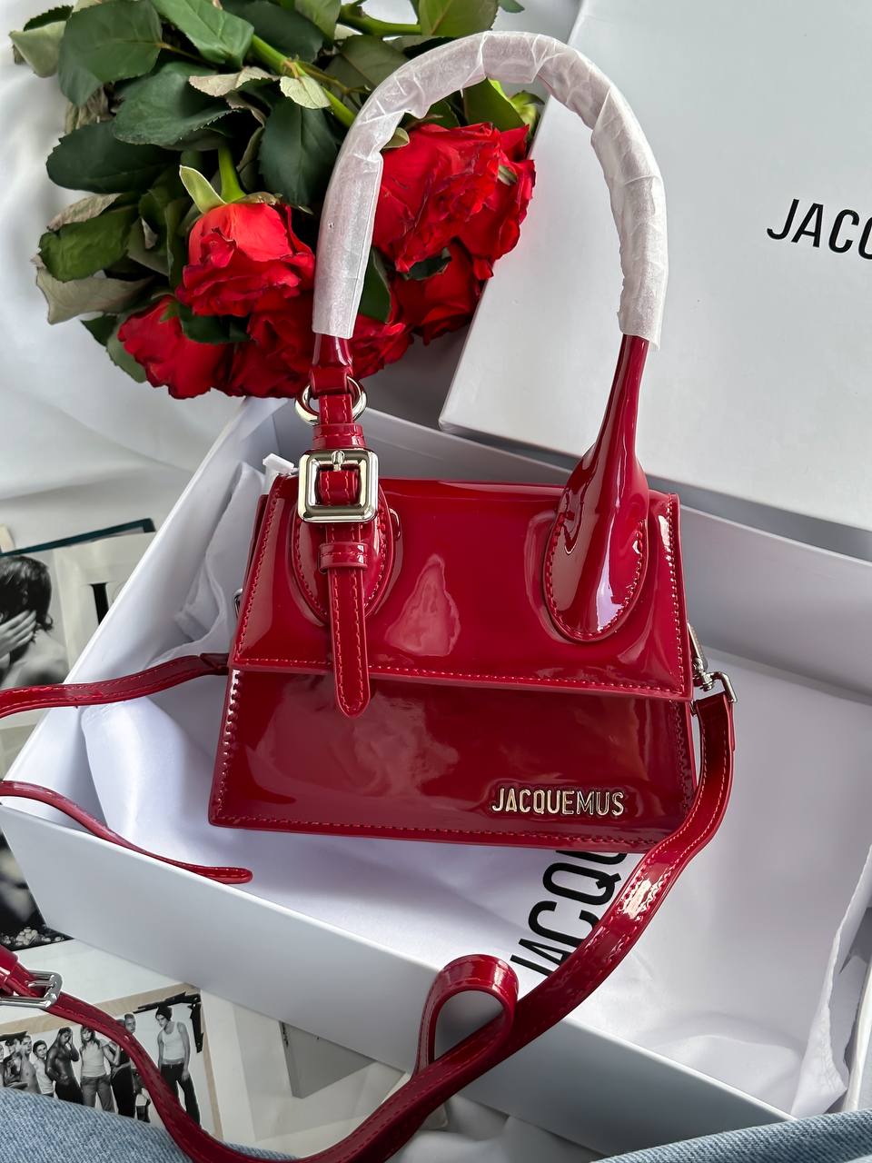 Jacquemus Le Grand Bambino Patent Leather Bag in Red - 5