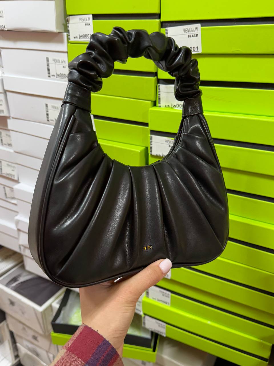 JW PEI Gabbi Ruched Hobo Handbag Black - 3