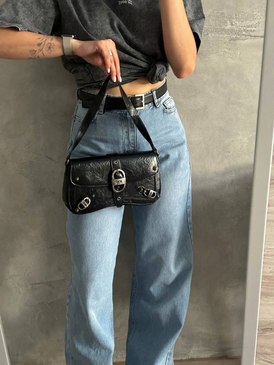 JW PEI Sia Crushed Shoulder Bag Bright Black - 4