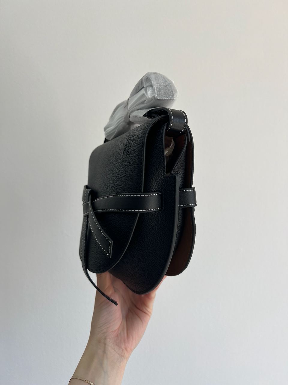 Loewe Gate Small leather and Jacquard Shoulder Bag Black - 3