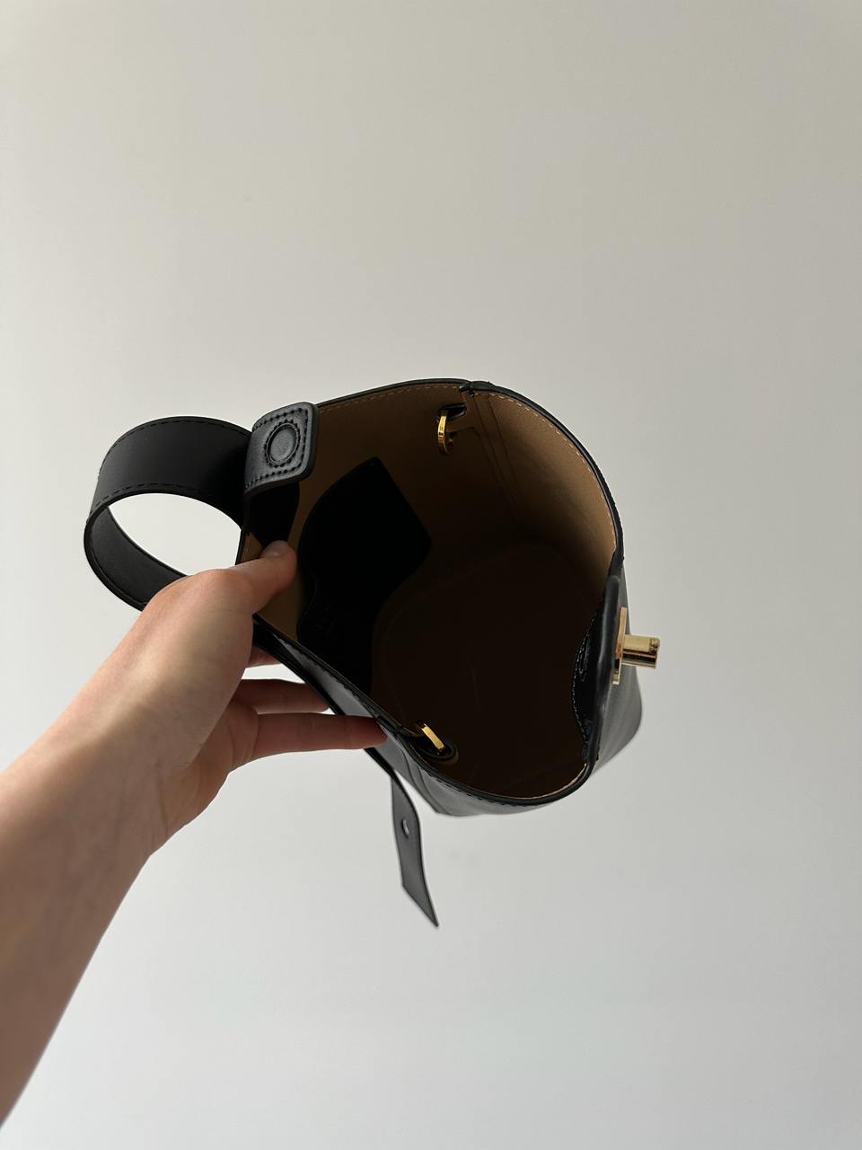 Loewe Mini Pebble Bucket Bag in Smooth Calfskin Black - 12