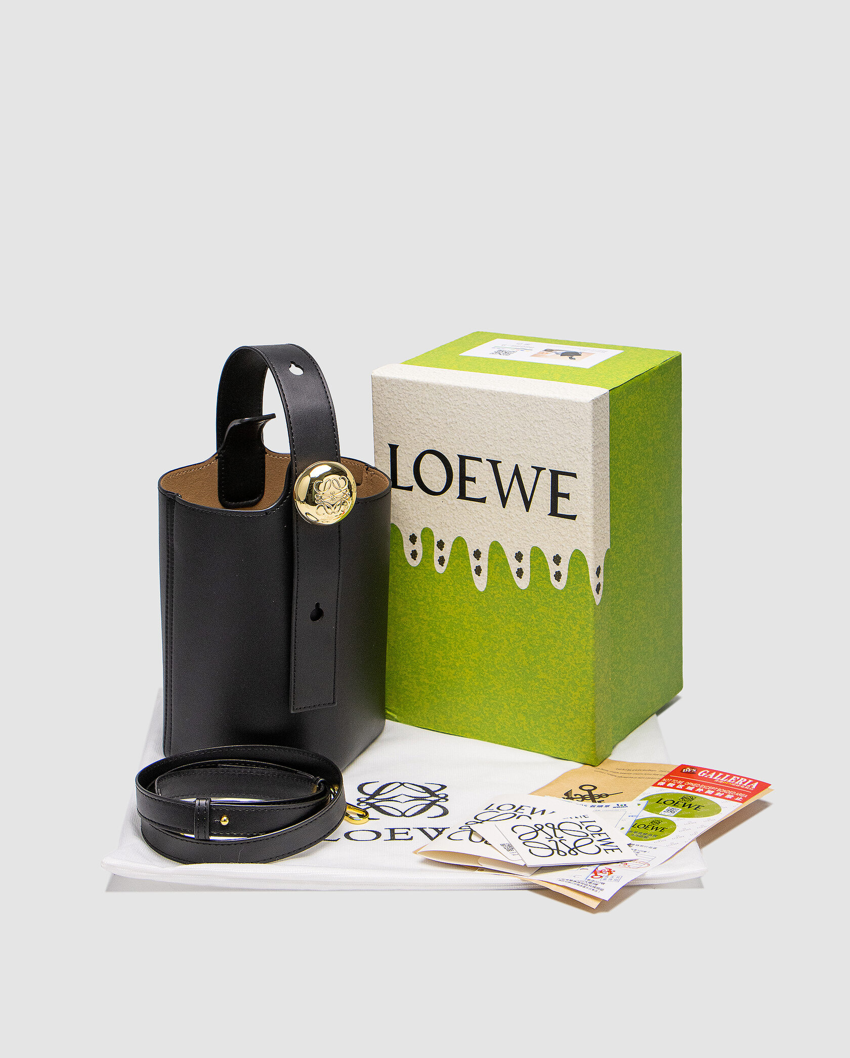 Loewe Mini Pebble Bucket Bag in Smooth Calfskin Black - 2