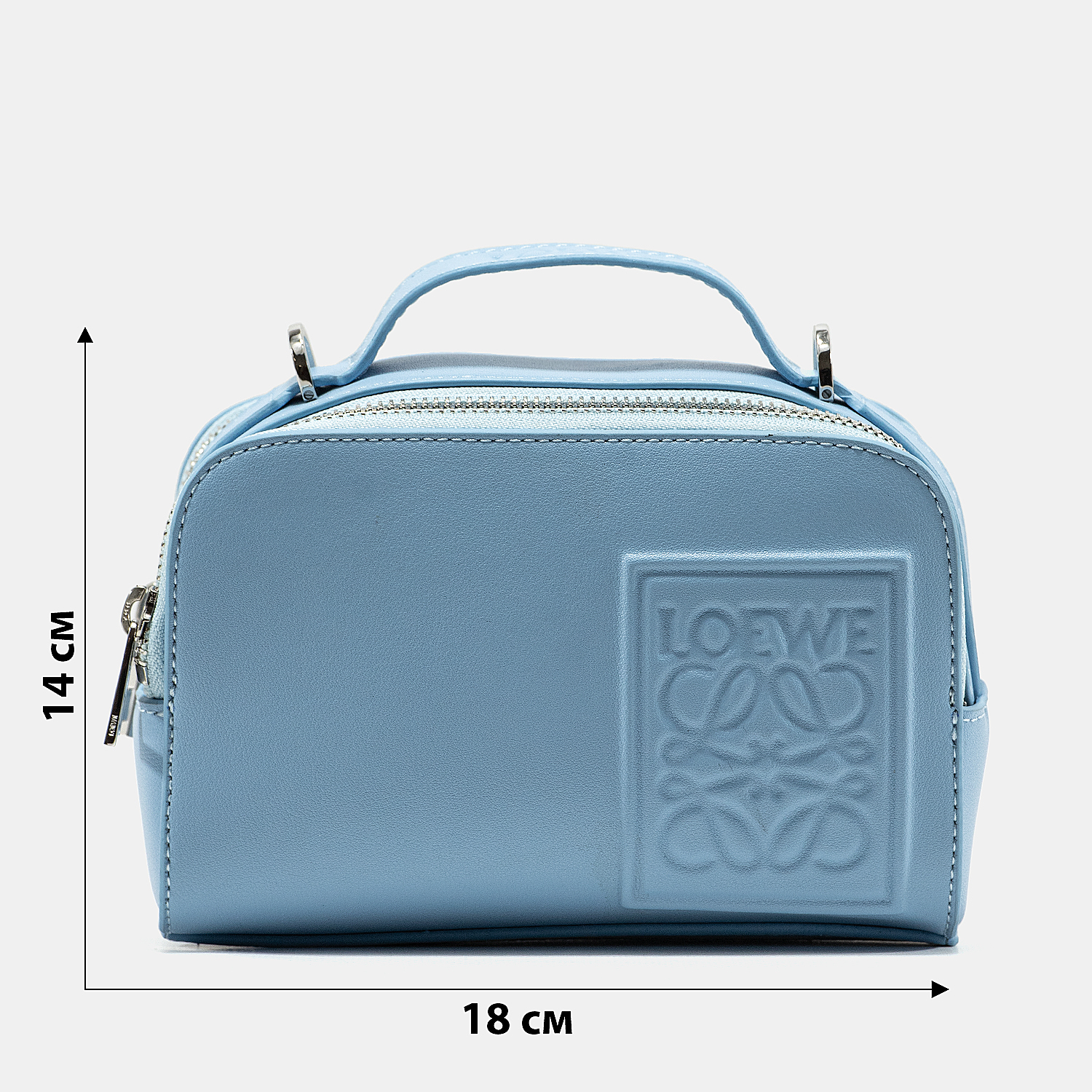 Loewe Mini Soft Box Bag Embossed in Light Blue - 3