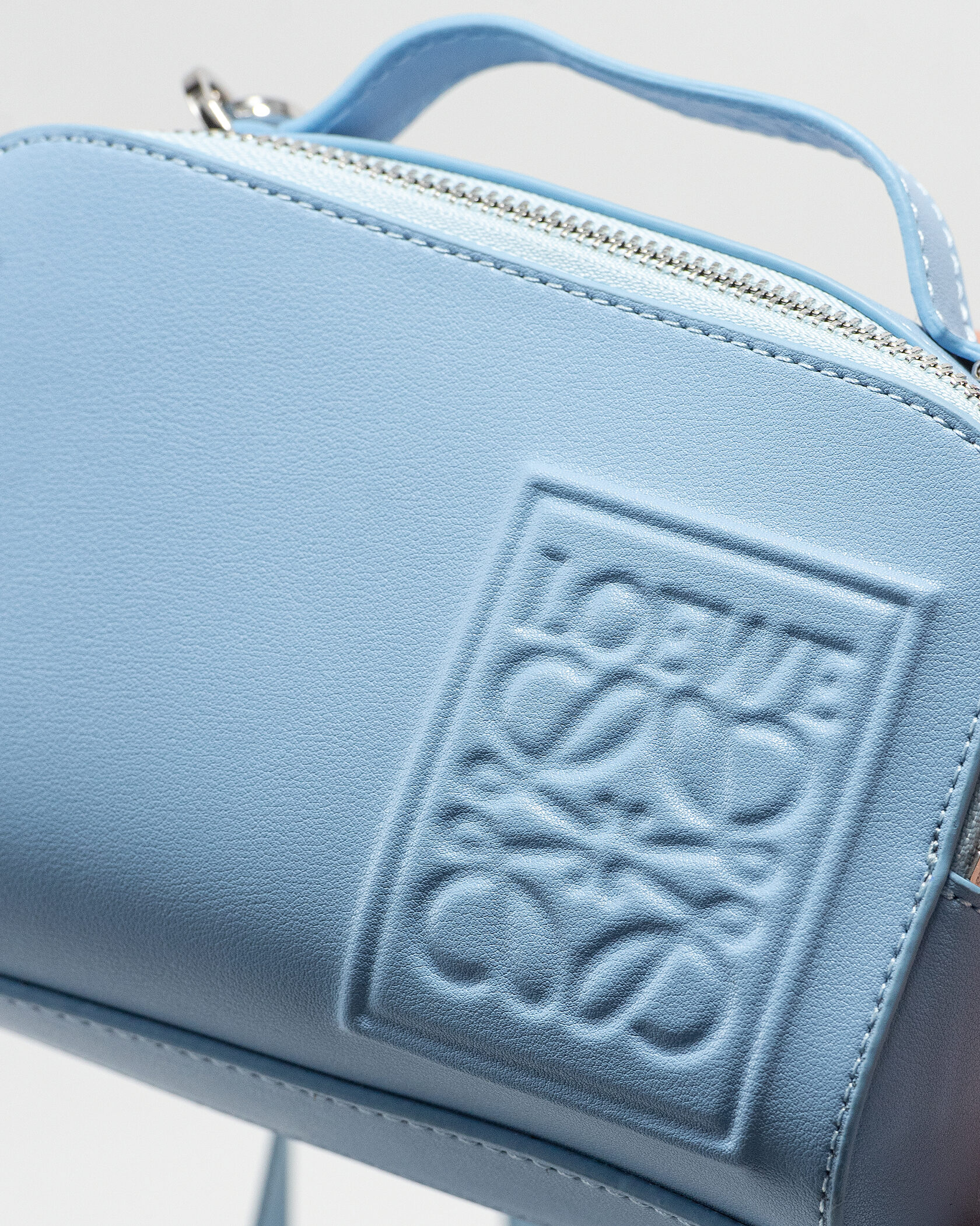 Loewe Mini Soft Box Bag Embossed in Light Blue - 6